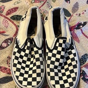 Vans Checkered Slip-On Shoes - Black and White